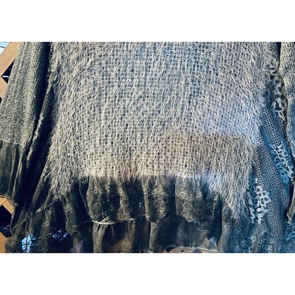 NWT INDIGO THREAD CO. Soft Green Mixed Fabrics Asymmetrical Lagenlook Tunic XL - Picture 7 of 11